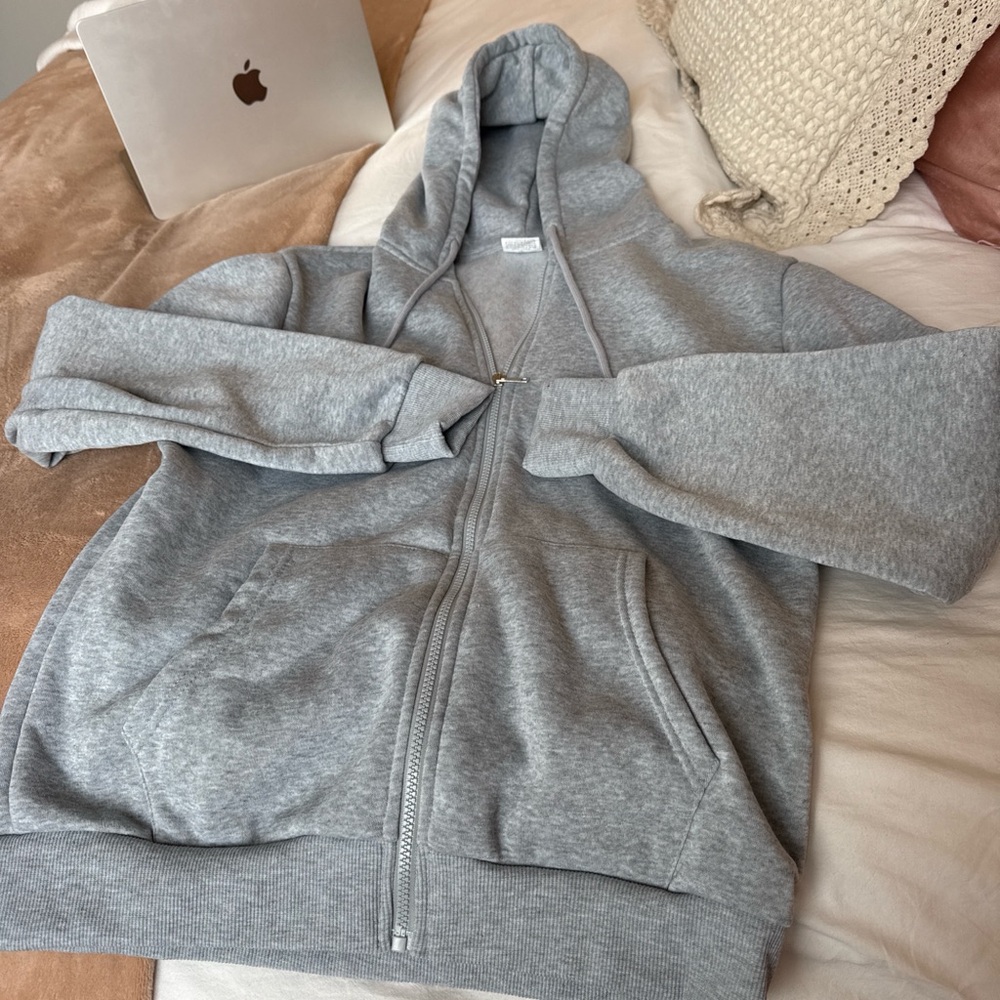 Source Unknown Gray Hooded Bomber Jacket - Picture 2 of 3